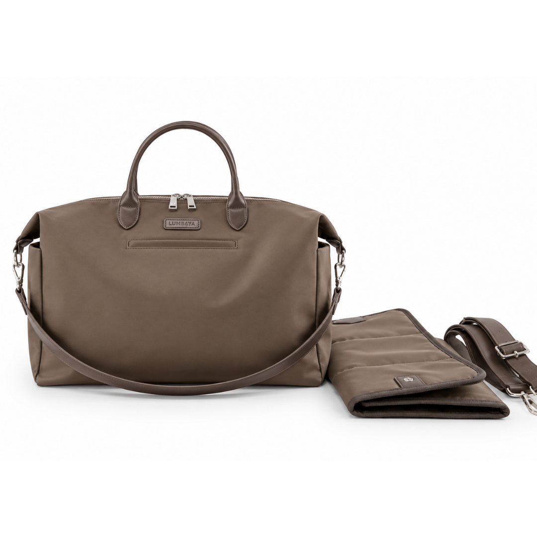 Luiertas nylon bruin taupe met vakken