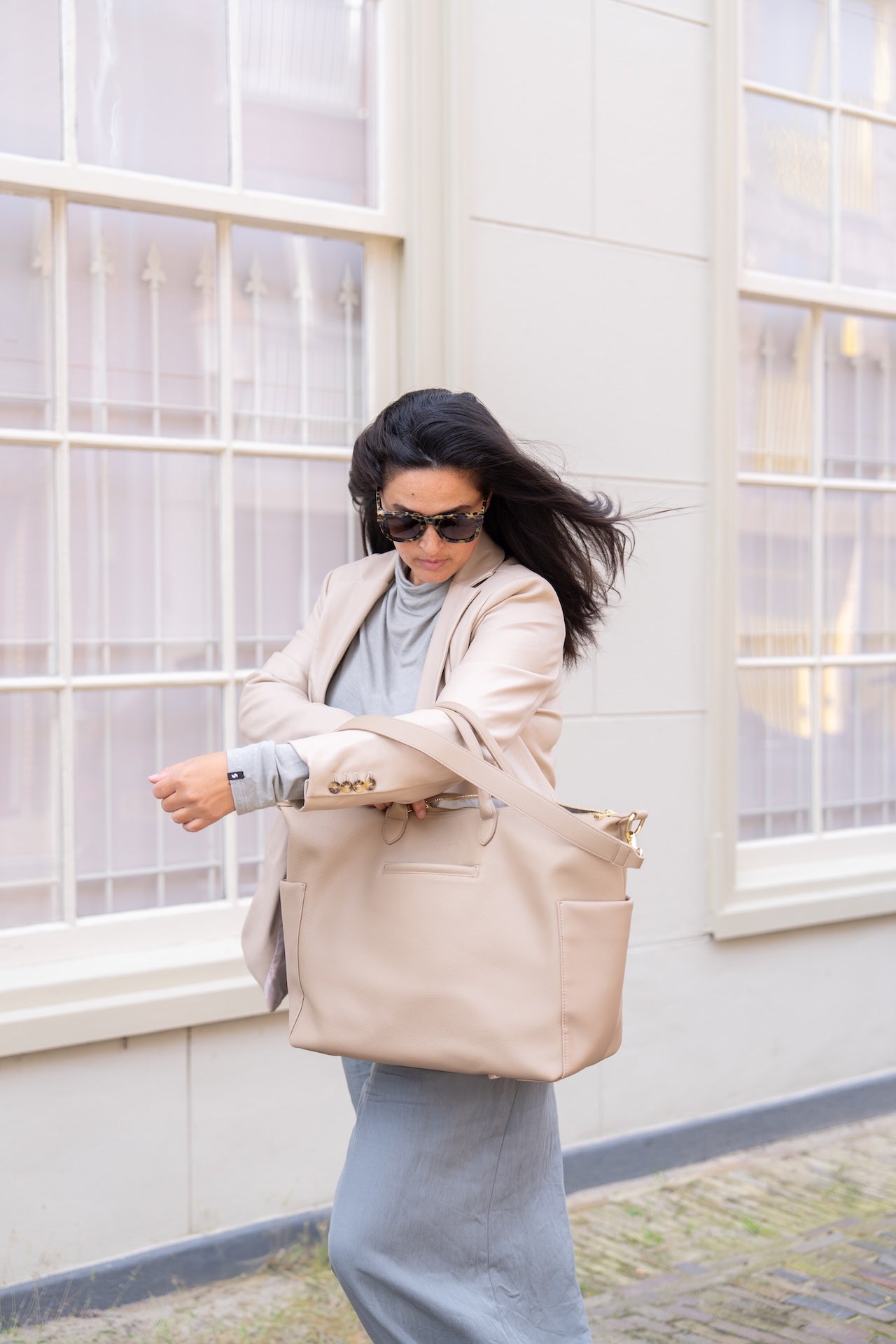 Luiertas - Leather Beige