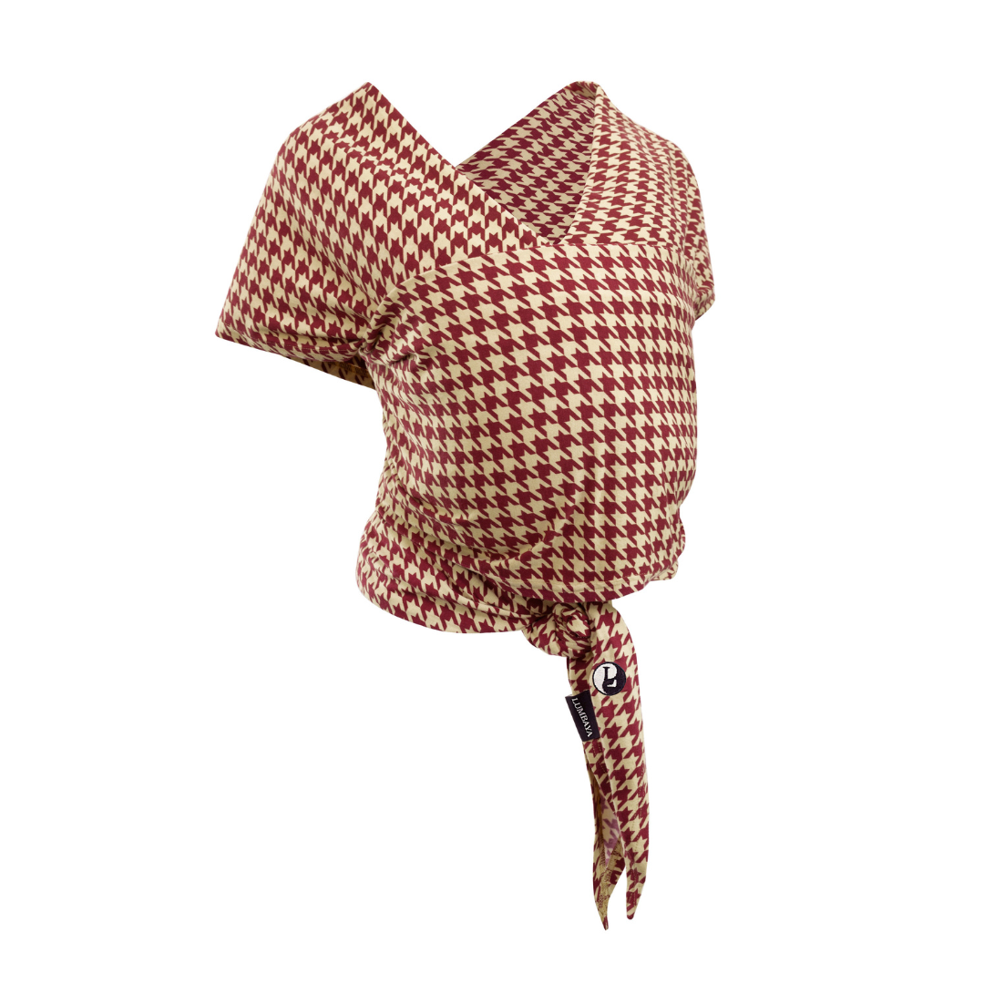 Draagdoek Newborn & Baby - Houndstooth Burgundy Beige
