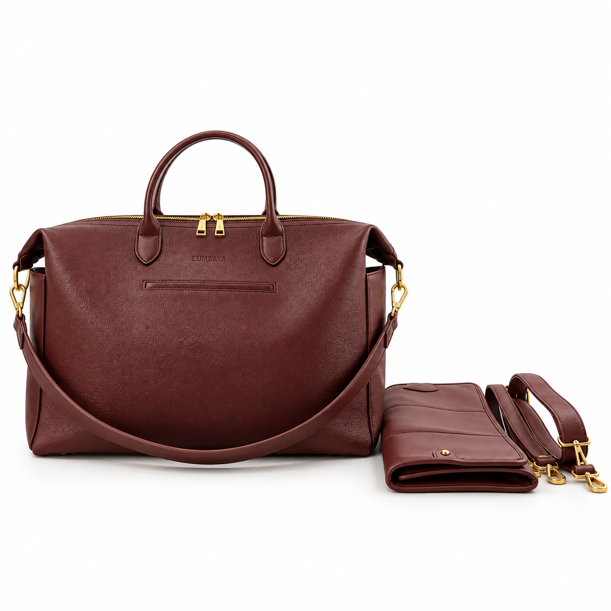 Diaper Bag - Leather Burgundy 