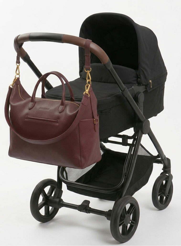 diaper bag, luiertas, lumbaya, burgundy, 