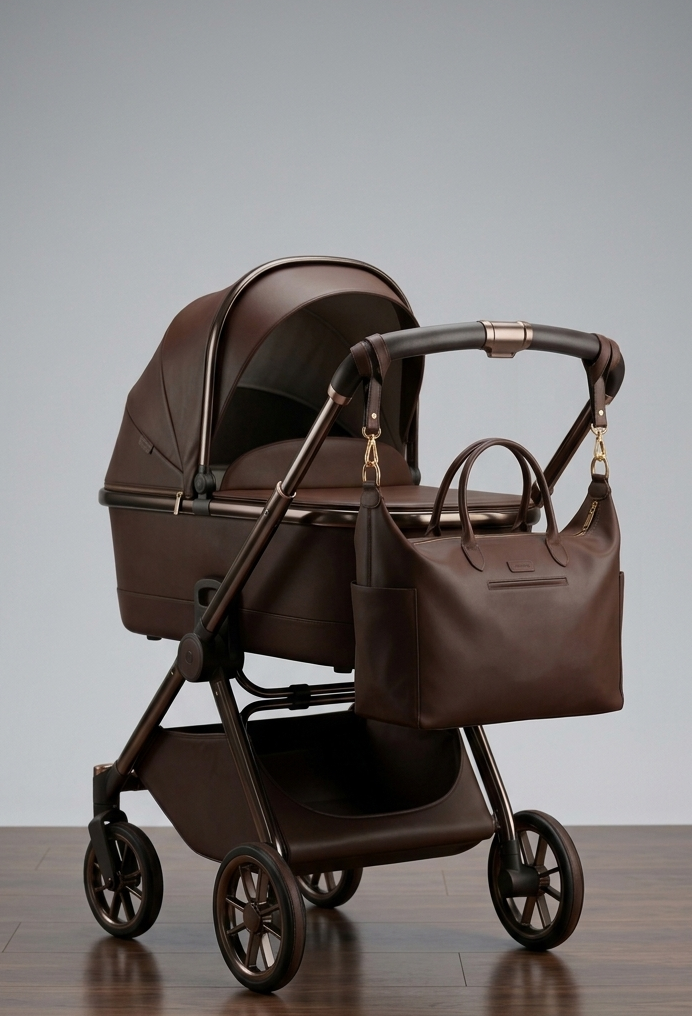 luiertas diaperbag leather brown lumbaya