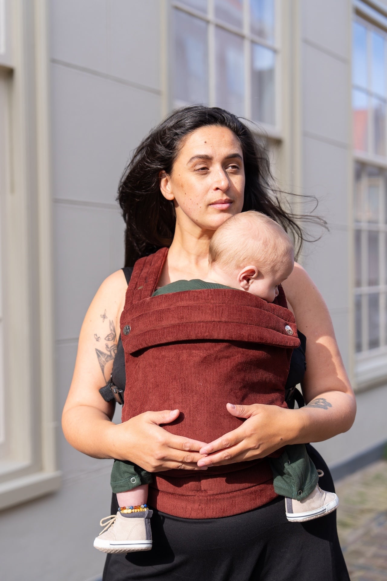 Draagzak baby - Corduroy Maroon