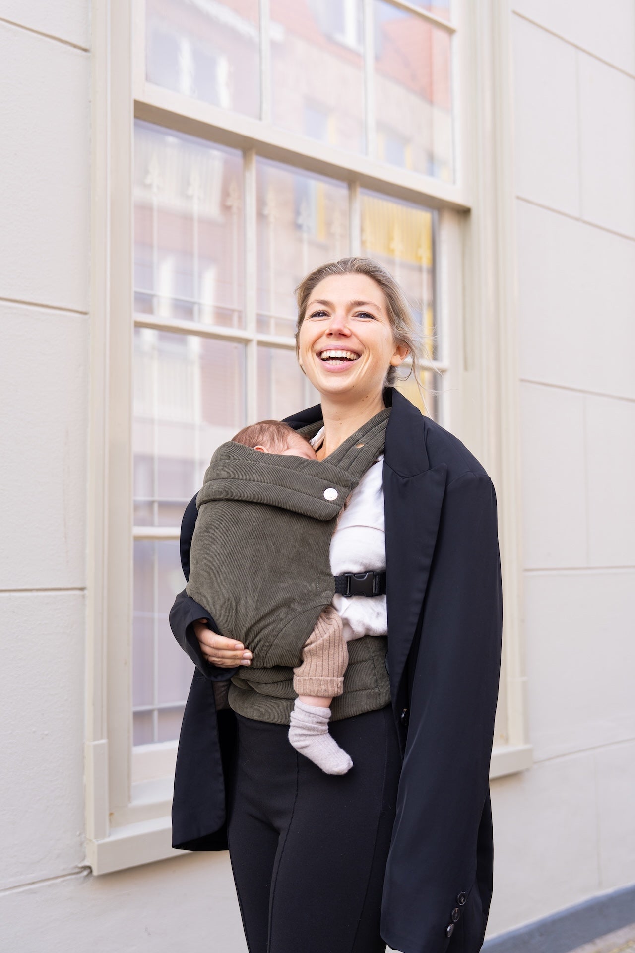 Draagzak baby - Corduroy Olive Green